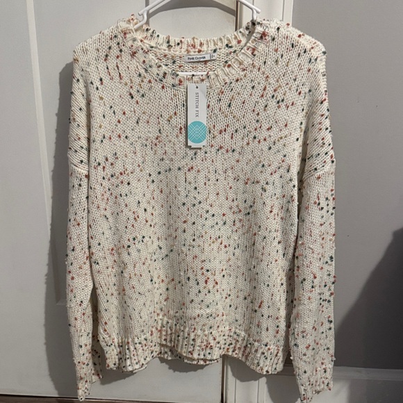 Pink Clover Sweaters - Pink Clover Cream Multicolor Speckled Sweater